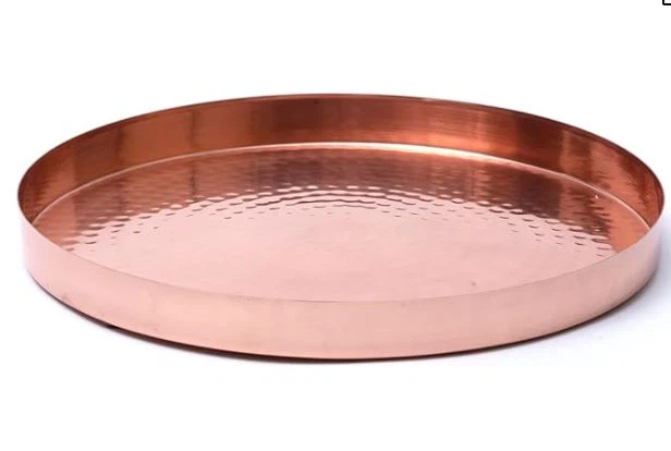 Tavă decorativă metal cupru 29cm suprafață texturată